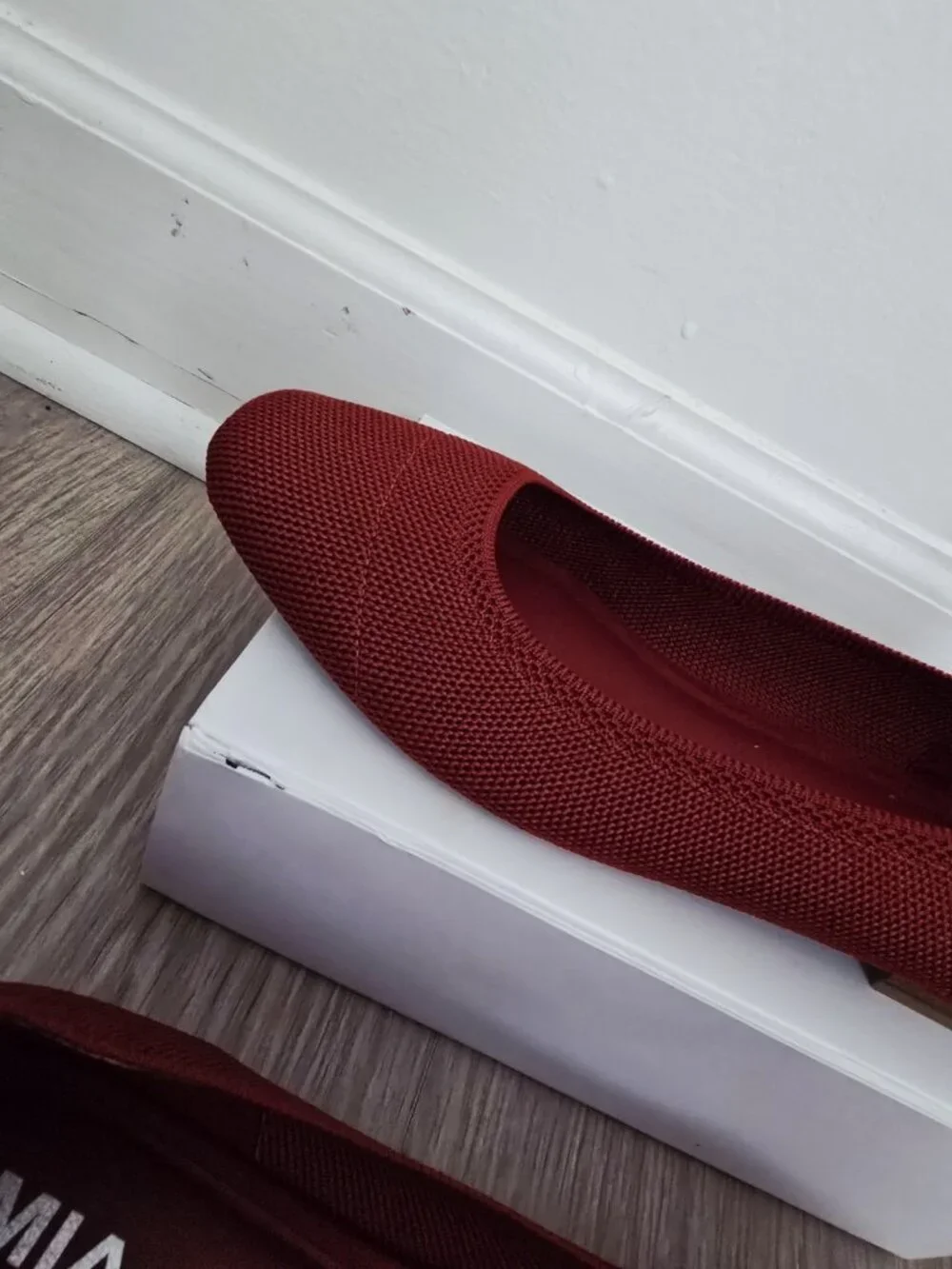 Mia Rasia Red Ballet Ballerina Flats Shoes 11 Knit Slip On Round Toe Womens